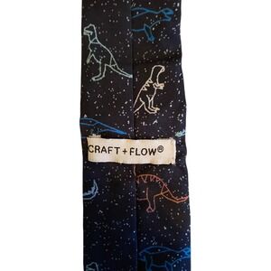 Craft + Flow Mens Navy Blue Dinosaur Constellation Starry Night Necktie Tie